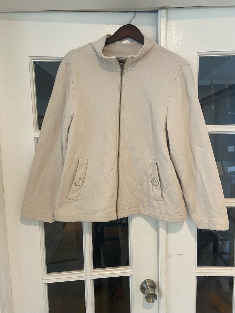 Habitat Light Cream Quilted Bomber Jacket